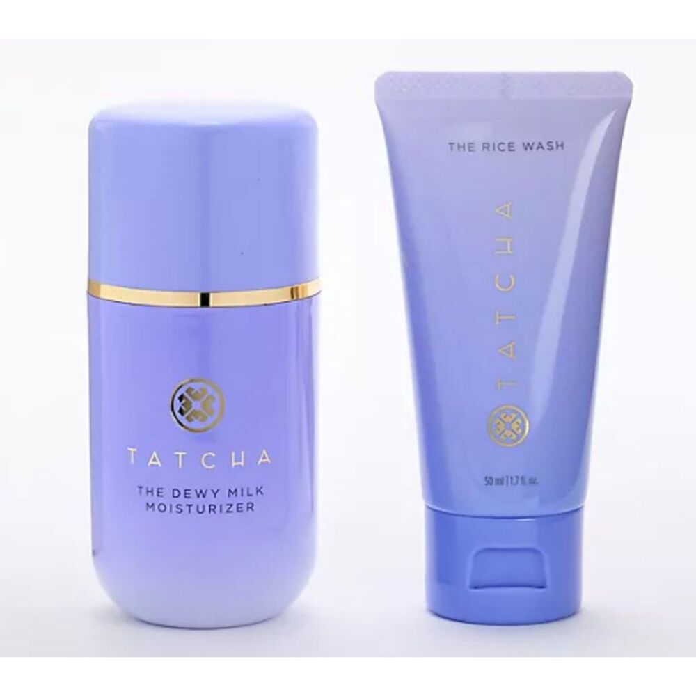 TATCHA Dewy Milk Moisturizer 1.7oz. NIB & Rice Wash 50ml Set New